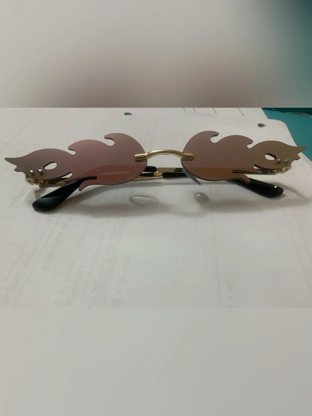 Women’s Flame Rimless Sunglasses - Pink Lenses